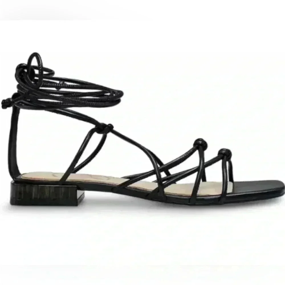 Jessica Simpson Women's Chasca Black , 9.5 M US FLAT ANKLE WRAP SANDALS - Picture 3 of 5